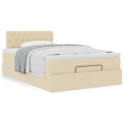 Ottoman bed met matras 120x200cm stof crèmekleurig
