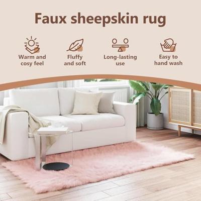 VidaXL Nep schapenvacht tapijt tafalla roze 100 x 200 cm polyester VidaXL Nep schapenvacht tapijt tafalla roze 100 x 200 cm polyester