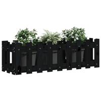 VidaXL Plantenbak verhoogd hekontwerp 100x30x30 cm grenenhout zwart - thumbnail