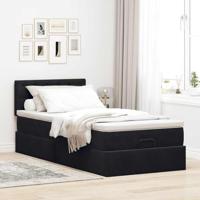 Ottoman bed met matras 90x200cm fluweel zwart - thumbnail