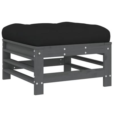 7-delige Loungeset met kussens massief hout grijs