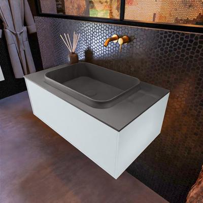 Badkamermeubelset Mondiaz Erin 80 cm met 1 Lade met RIDGE Wastafel Midden Dark grey Zonder Kraangaten Greeploos Mat Clay Badkamermeubelset Mondiaz Erin 80 cm met 1 Lade met RIDGE Wastafel Midden Dark grey Zonder Kraangaten Greeploos Mat Clay