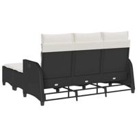 3-delige Tuinbankstel met kussens L-vormig poly rattan zwart - thumbnail