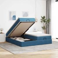 Ottoman bed met matrassen 180x200cm fluweel donkerblauw - thumbnail