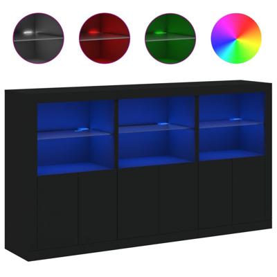 Dressoir met LED-verlichting 181,5x37x100 cm zwart