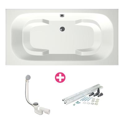 Ligbad Xenz Tanga | Inbouw | 180x90 cm | Incl.Badafvoer | Met overloop | Acryl | Mat wit