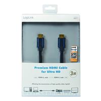 LogiLink CHB005 HDMI-kabel HDMI Aansluitkabel HDMI-A-stekker, HDMI-A-stekker 3.00 m Zwart 4K UHD - thumbnail