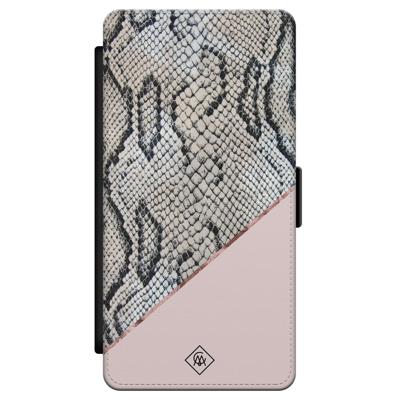 Samsung Galaxy S21 flipcase - Snake print roze