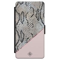 Samsung Galaxy S21 flipcase - Snake print roze - thumbnail