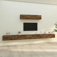 6-delige Tv-meubelset bewerkt hout gerookt eikenkleurig - thumbnail