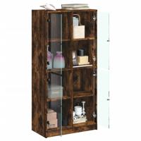 Hoge kast met deuren 68x37x142 cm bewerkt hout gerookt eiken - thumbnail
