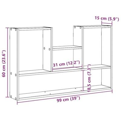 Wandschap 99x15x60 cm bewerkt hout oud houtkleurig Wandschap 99x15x60 cm bewerkt hout oud houtkleurig