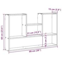 Wandschap 99x15x60 cm bewerkt hout oud houtkleurig - thumbnail