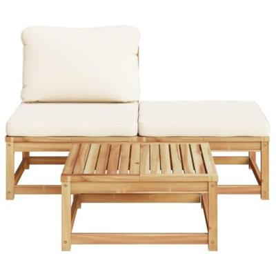 3-delige Loungeset met kussens massief acaciahout - thumbnail
