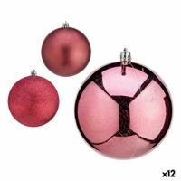 Set kerstballen Roze Plastic 10 x 11 x 10 cm (12 Stuks) - thumbnail