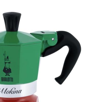 Italiaanse koffiezetter - BIALETTI - La Mokina Italia - Geschikt voor alle kookplaten behalve inductie - 1 kopje - 40 ml - Groen / Rood