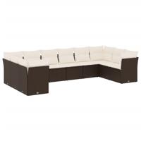10-delige Loungeset met kussens poly rattan bruin - thumbnail
