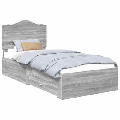 Bedframe met hoofdeinde Grijs Sonoma 90 x 190 cm Bewerkt hout