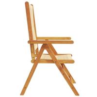 Tuinstoelen 8 st verstelbaar massief acaciahout beige - thumbnail