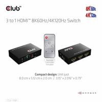 Club 3D 3 - 1 hdmi switch 8k 60hz / 4k 120hz (zwart) - thumbnail
