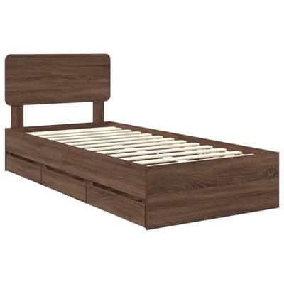 Bedframe met lade Bruine eik 90 x 190 cm Geconstrueerd hout