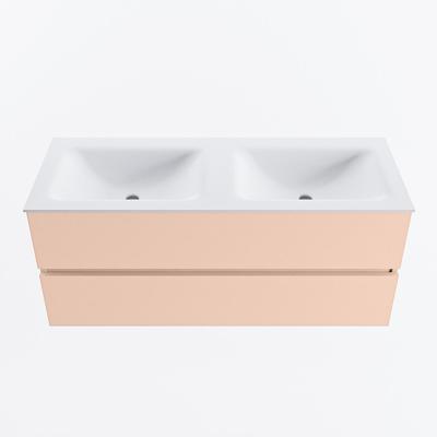 MONDIAZ VICA 120cm badmeubel onderkast Rosee 2 lades. Wastafel CLOUD dubbel 2 kraangaten, kleur Talc.