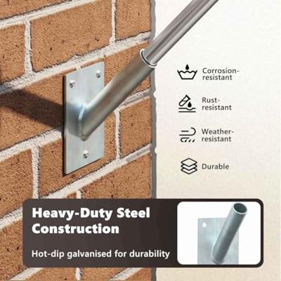 VidaXL Vlaggen mast houder zilver 10,5 x 7,5 x 0,25 cm staal