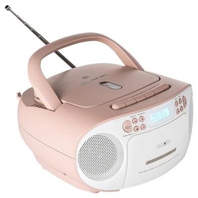 Reflexion Tragbarer Radiorecorder Radio/CD-speler DAB+, DAB, VHF (FM) AUX, CD, Cassette, USB Wit, Pink - thumbnail