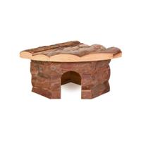 TRIXIE Jesper 62041 Hoekhuis voor hamsters en muizen, 21 × 10 × 15 cm, boomhout - thumbnail