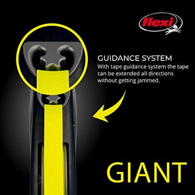 Flexi USA Giant Neon intrekbare hondenriem (band), ergonomisch, duurzaam en klitvrij, voor honden tot 50 kg, 26 voet, groot, zwart
