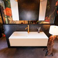 Badkamermeubelset Mondiaz Erin 120 cm met 1 Lade met RIDGE Wastafel Links Talc met 1 kraangat Greeploos Mat Rosee - thumbnail