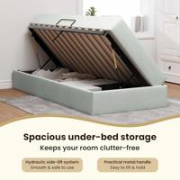 Opbergbed met matras met matras Lichtgrijs 90 x 190 cm Fluweel - thumbnail