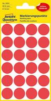 Avery Ronde etiketten diameter 18 mm, rood, 96 stuks - thumbnail