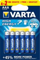 Varta 4903121436 Longlife Power (High Energy) alkaline batterij, mini-stijl AAA LR03, verpakking van 4 + 2 batterijen - ontwerp kan variëren, voordeelverpakking, reclameartikelen - thumbnail