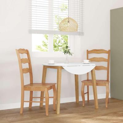 Eetkamerstoelen 2 stuks natuurlijk massief hout rubber