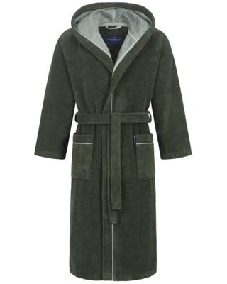 Morgenstern Morgenstern herenbadjas met capuchon Daniel groen Maat XXL