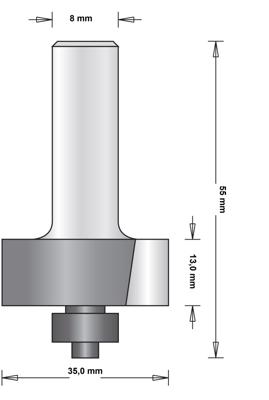 Hikoki Accessoires 8 Mm Sponningsfrees Met Onderlager 35X55X12,7 - 754099