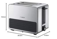 Bosch Haushalt TAT7S25 Broodrooster Met geïntegreerde broodopzet RVS, Zwart - thumbnail
