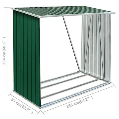 VidaXL Haardhoutschuur 163x83x154 cm gegalvaniseerd staal groen - thumbnail