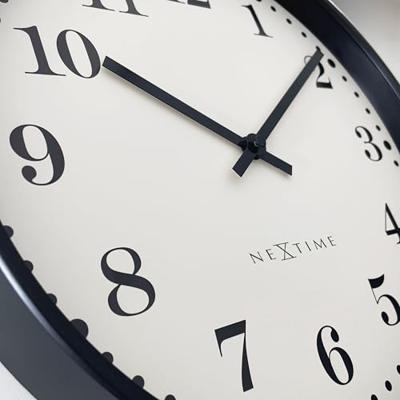 Wandklok 30cm-Geruisloos-Zwart/Wit-Kunststof-NeXtime 'Dickens' Wandklok 30cm-Geruisloos-Zwart/Wit-Kunststof-NeXtime 'Dickens'