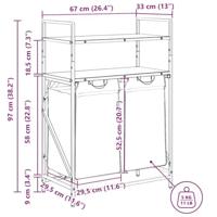 Wasmand 2 vakken met planken bruin eikenkleurig - thumbnail