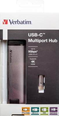 Verbatim USB 3.2 Gen 1 multiport hub, USB-C > 2x USB-A + USB-C + HDMI + RJ-45 usb-hub