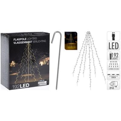 Vlaggenmast verlichting 192 lampjes warm wit - thumbnail