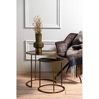 Light & Living Bijzettafel 'Duarte' Set van 2 stuks, glas smoke-goud - thumbnail