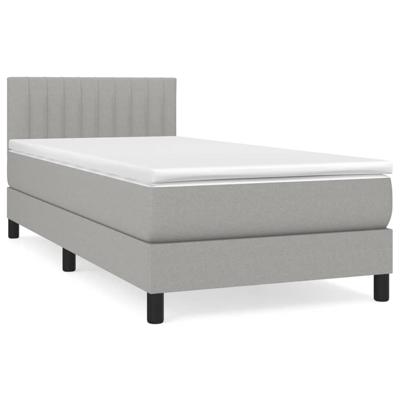 Boxspring met matras stof lichtgrijs 90x200 cm