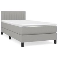 Boxspring met matras stof lichtgrijs 90x200 cm - thumbnail