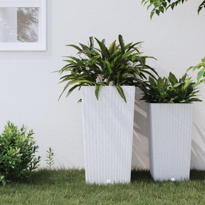 VidaXL Plantenbak met uitneembare bak rattan-look 21/49 l pp wit