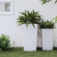 VidaXL Plantenbak met uitneembare bak rattan-look 21/49 l pp wit - thumbnail