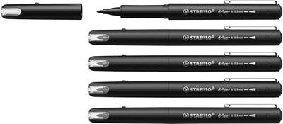 Fineliner stabilo dr!ver medium zwart | 5 stuks