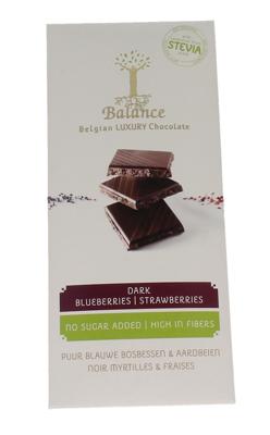 Balance Choco stevia tablet puur bosbes aardbei 85 Gram